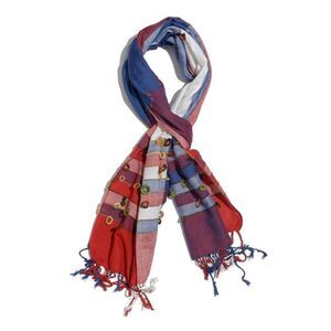 J FRANCIS Scarf  White and Marsala 100% Viscose